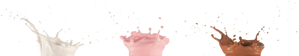 Milk shake splash collection isolated on white background