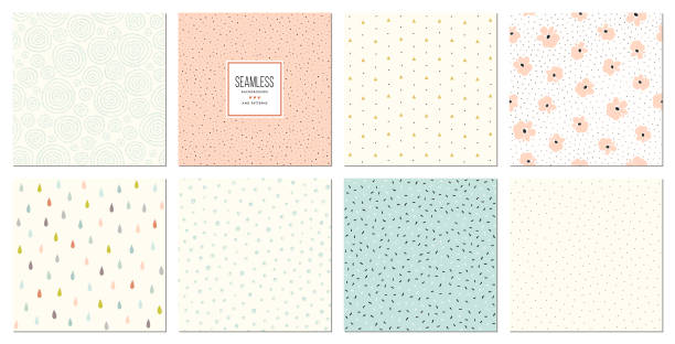 Seamless Patterns_05 Creative seamless patterns and prints set.  For fashion kid's wear, T-shirts, posters, cards, scrapbooking, birthday and party invitations. Vector illustration. vintage nature stock illustrations