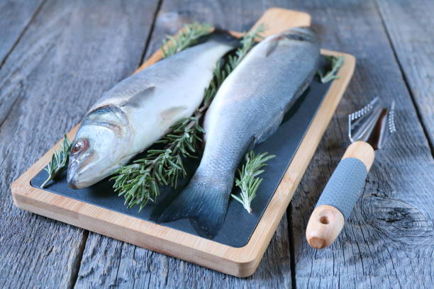 istock Raw fish  sea bass. 1126087181