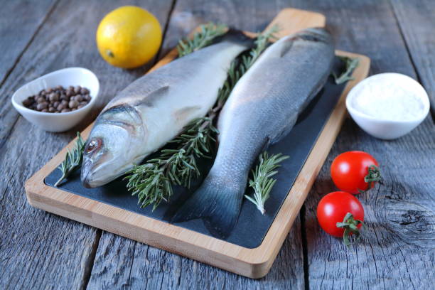 istock Raw fish  sea bass. 1126087185