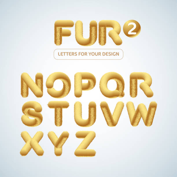 istock Fur and fluffy and Golden Letters alphabet set 2. Isolated Vector Illustration 1126088636