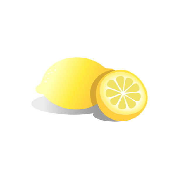 лимон изолированы на белом фоне, иллюстрация летом концепция - krung stock illustrations