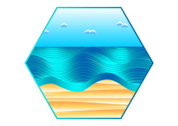 морской пляж фон, волны и песок. иллюстрация летняя концепция - krung stock illustrations