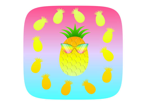 illustrazioni stock, clip art, cartoni animati e icone di tendenza di ananas illustrazione concetto estivo - krung