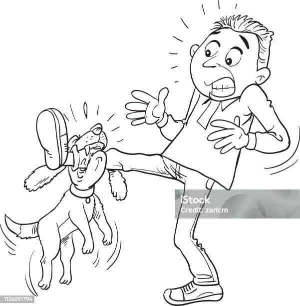 Naughty Dog Biting Foot Stock Illustration - Download Image Now - Adult, Anger, Animal