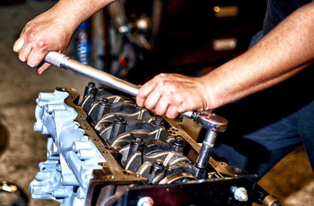 istock Automotive four-cylinder engine water cooling during repair. 1126093088
