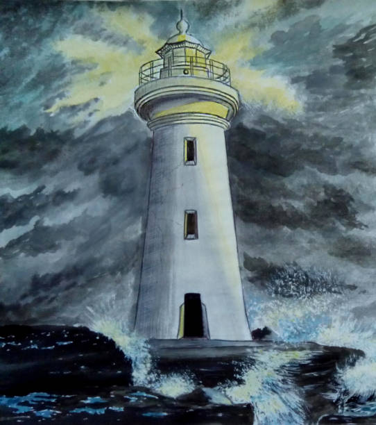 istock Lonely lighthouse in a stormy sea. 1126093427