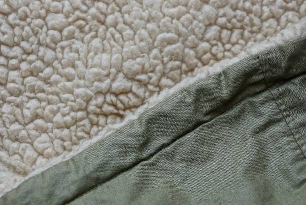 gray green texture of fabric and wool on clothes - fleece coat imagens e fotografias de stock