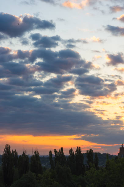 istock Landscape with dramatic light - beautiful golden sunset with saturated sky and clouds. 1126099623