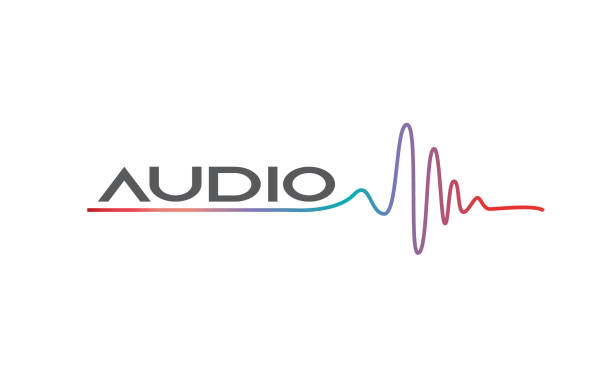 ilustraciones, imágenes clip art, dibujos animados e iconos de stock de concepto de la insignia de música estudio de grabación de sonido - auriculares equipo de música