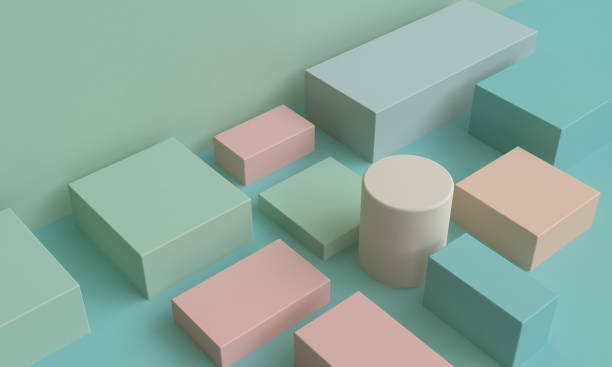 istock Green 3d Minimalist geometrical abstract background, pastel colors, 3D render. 1126103043