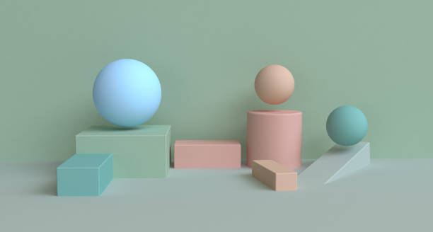 istock Green 3d Minimalist geometrical abstract background, pastel colors, 3D render. 1126103079