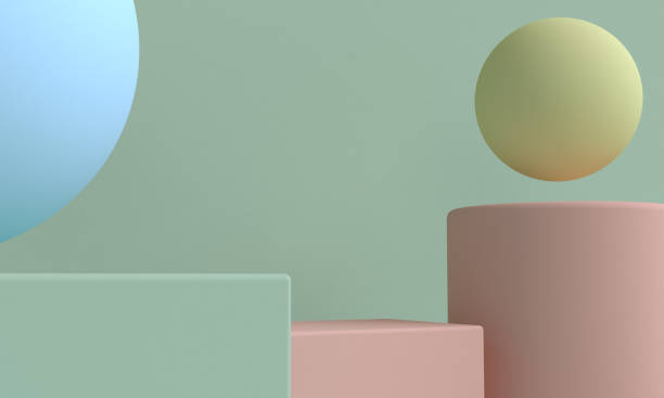 istock Green 3d Minimalist geometrical abstract background, pastel colors, 3D render. 1126103080
