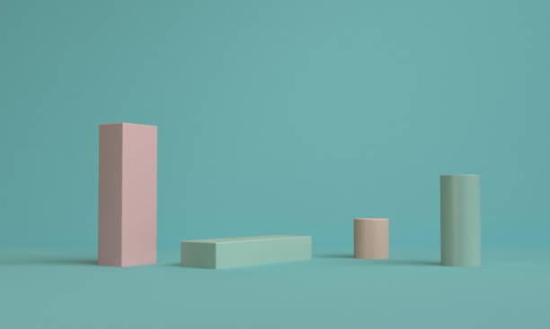 istock Green 3d Minimalist geometrical abstract background, pastel colors, 3D render. 1126103206