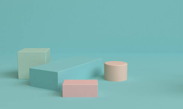 istock Green 3d Minimalist geometrical abstract background, pastel colors, 3D render. 1126103212