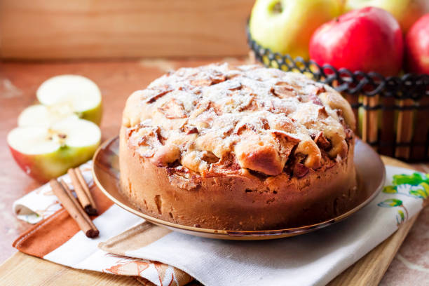 Homemade apple pie with cinnamon on the plate