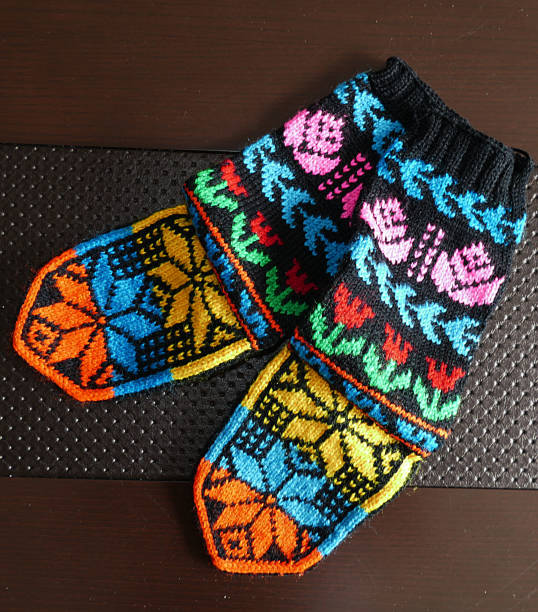 istock great hand-knitted patterned and multi-colored socks, Anatolian handicrafts, 1126104306