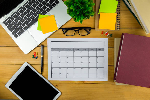 istock Calendar plan Doing business or activities  monthly. 1126112408