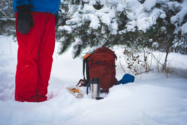 istock Traveler relaxing and drinking coffee from thermos 1126114813