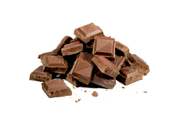 istock Pyramid of Chocolate Chunks Isolated on White Background with Free Space for Text and Design 1126114878