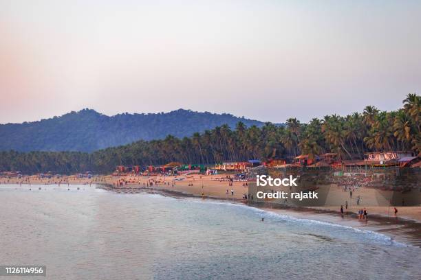 Panoramic View Of Palolem Beach In South Goa Stock Photo - Download Image Now - Goa, Calangute, Beach