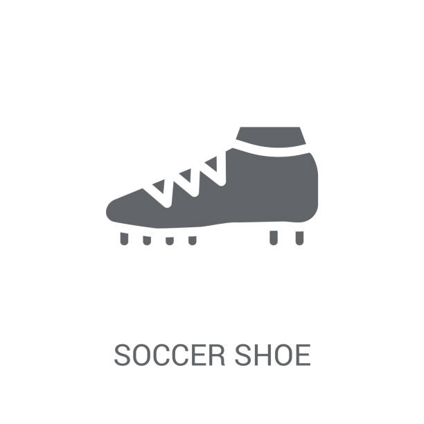 fußball-schuh-symbol. trendige fußball schuh logokonzept auf weißem hintergrund aus kleidersammlung - dirty soccer shoes stock-grafiken, -clipart, -cartoons und -symbole
