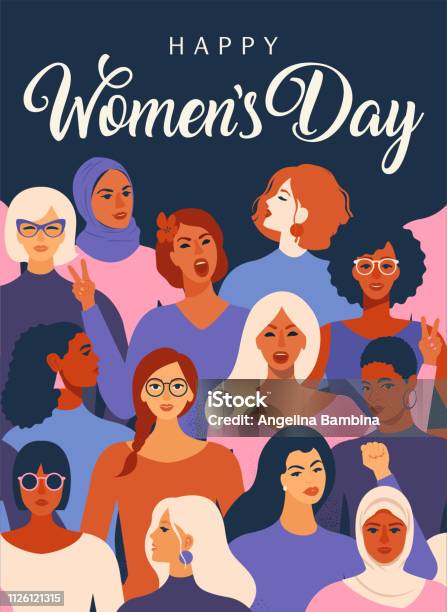 Women Empowerment Movement Pattern International Womens Day Graphic In Vector Stock Illustration - Download Image Now