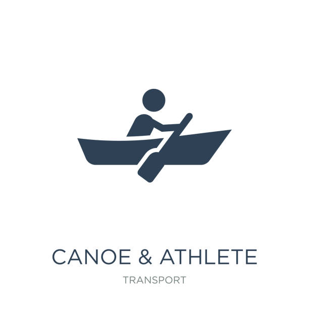 kanu & athlet symbol vektor auf weißem hintergrund, kanu & athlet trendige gefüllt-icons von transport-sammlung, kanu & athlet-vektor-illustration - rowboat stock-grafiken, -clipart, -cartoons und -symbole
