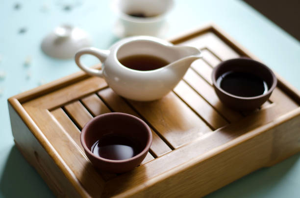 istock Chinese kettle and cups on the table. 1126129390