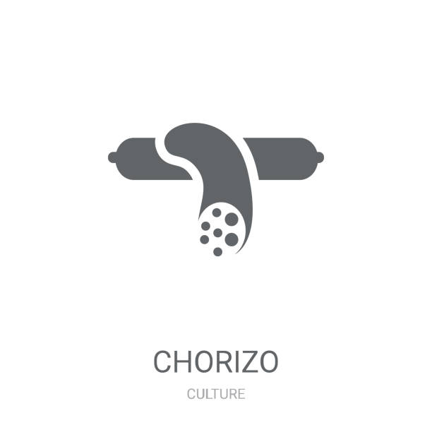 stockillustraties, clipart, cartoons en iconen met chorizo pictogram. trendy chorizo logo concept op witte achtergrond van culture collection - chorizo