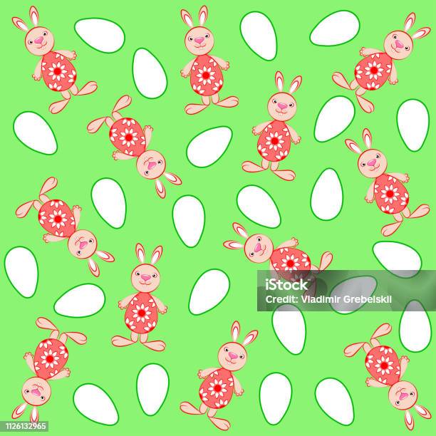 Texture Easter Motives Rabbits And Eggs Stock Illustration - Download Image Now - Abstract, Animal, Animal Wildlife