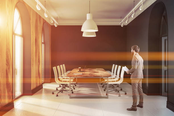 istock Black office meeting room, man 1126135846