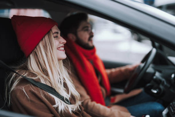 istock Happy cute couple travelling together by auto 1126138549