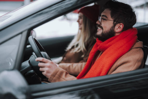 istock Happy cute couple travelling together by car 1126138556