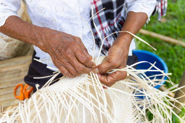istock The villagers took bamboo stripes to weave into different forms for daily use 1126138812