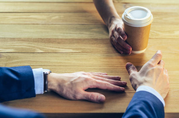 istock Barista serves coffee to a man. Coffee break concept 1126143561