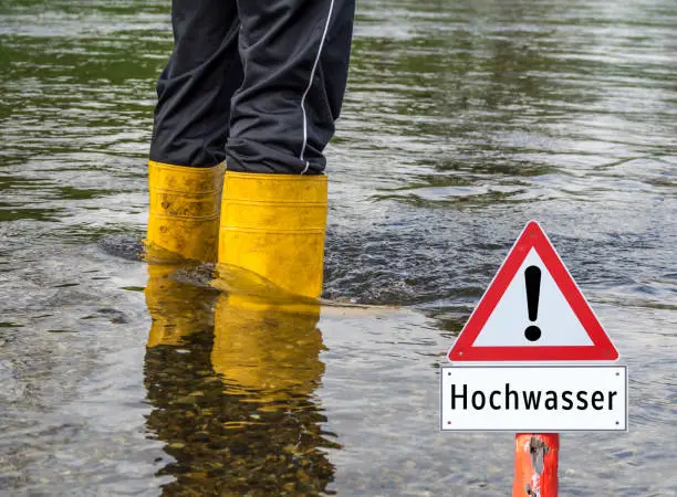 Flood sign German "Hochwasser"