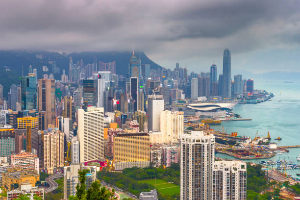 istock Hong Kong, China skyline from Victoria Peak. 1126149436