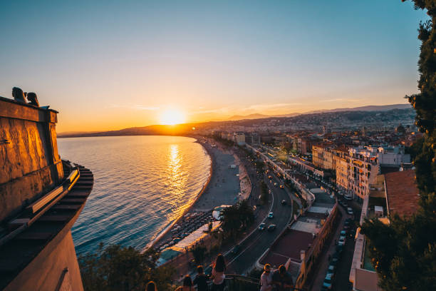 istock Beautiful bright saturated sunset over the promenade of Nice 1126156714