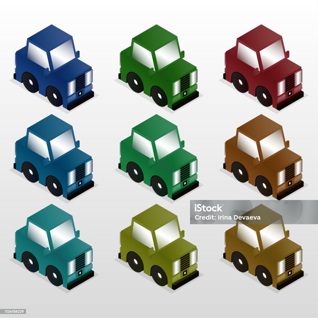 Set Of Bright Cartoon Flatstyle Car Games Isometric Game Design Vector  Graphics Stock Illustration - Download Image Now - iStock