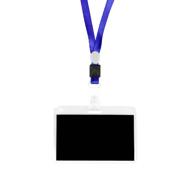 istock A badge on a blue strap. Close up. Isolated on white background 1126160572