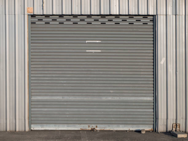 istock front view of grunge close shutter door or rolling door 1126161217