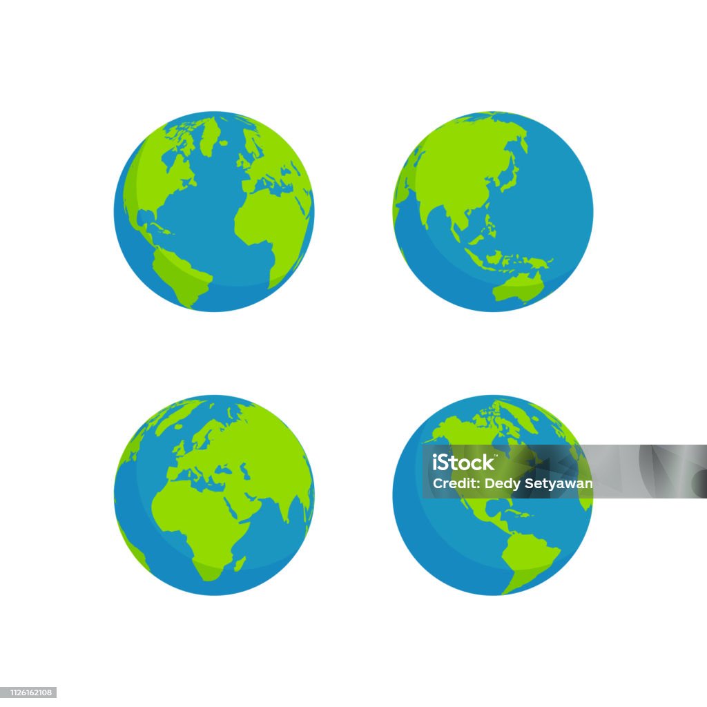 płaski styl globe design - Grafika wektorowa royalty-free (Globus - Wyposażenie do nawigacji)