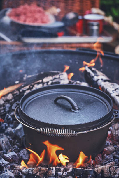 istock Cooking Chili Con Carne in Dutch Oven over Logfire 1126165652