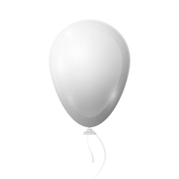 istock Realistic white balloon with ribbon isolated on white background. Vector illustration of shiny colorful glossy balloon 1126166355