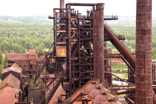 istock Panoramic view old rusty steel industry plant 1126166827
