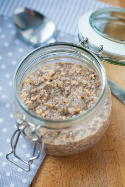 Chia oatmeal stock photo