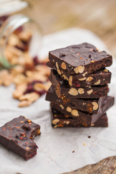 istock Home made dark chocolate with nuts and fruits 1126174791
