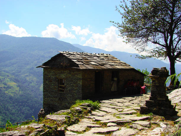 istock Stone building standing on the dangerous high. 1126179443