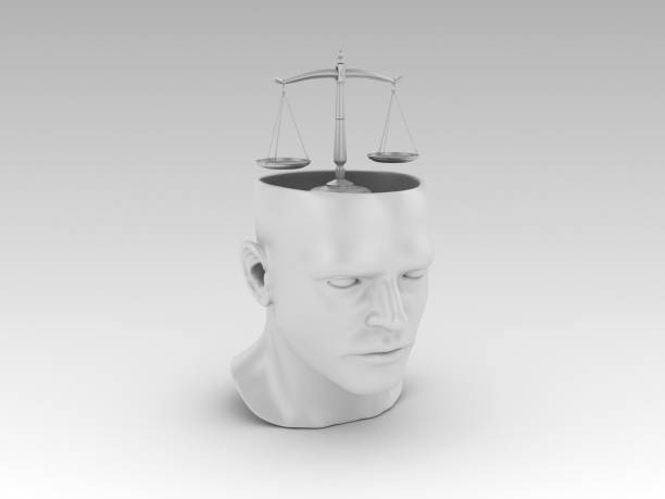 istock Human Head with Scales of Justice - 3D Rendering 1126179663